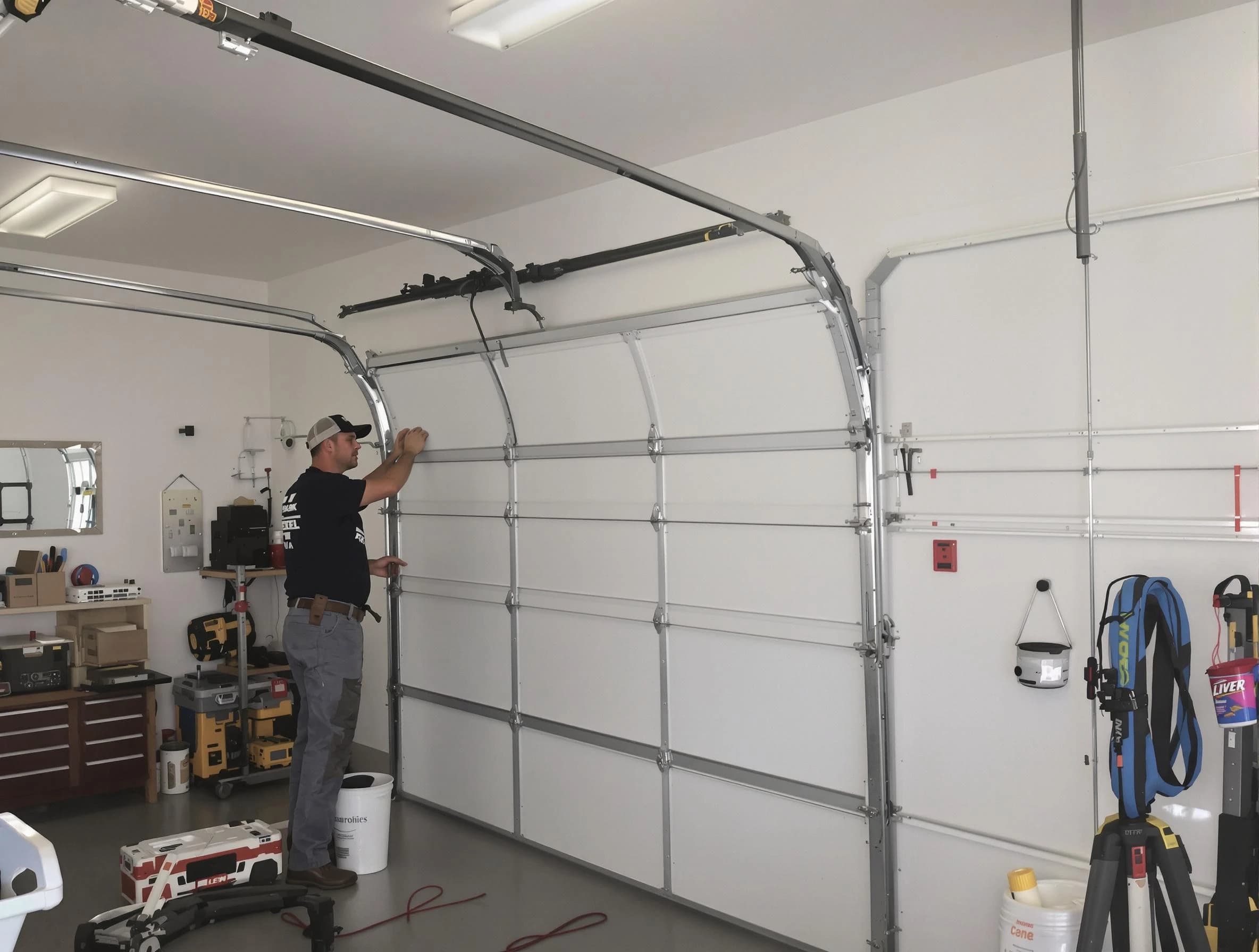 Lincoln Garage Door Repair team installing new garage door in Lincoln