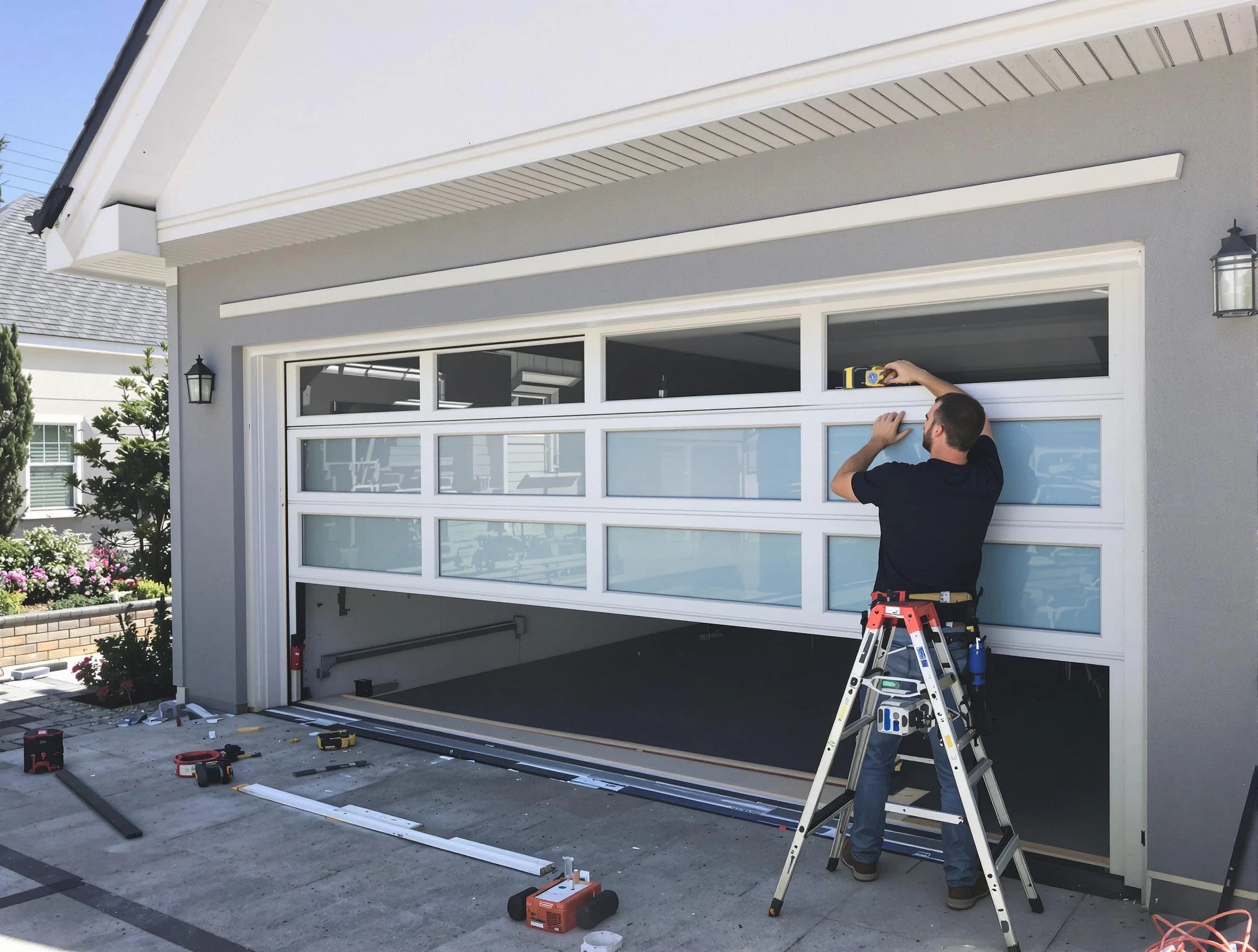 Lincoln Garage Door Repair team performing garage door replacement in Lincoln