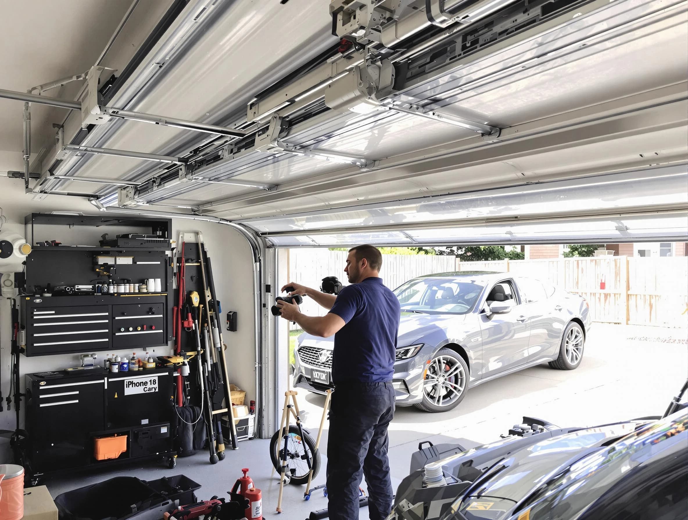 Lincoln Garage Door Repair technician fixing noisy garage door in Lincoln