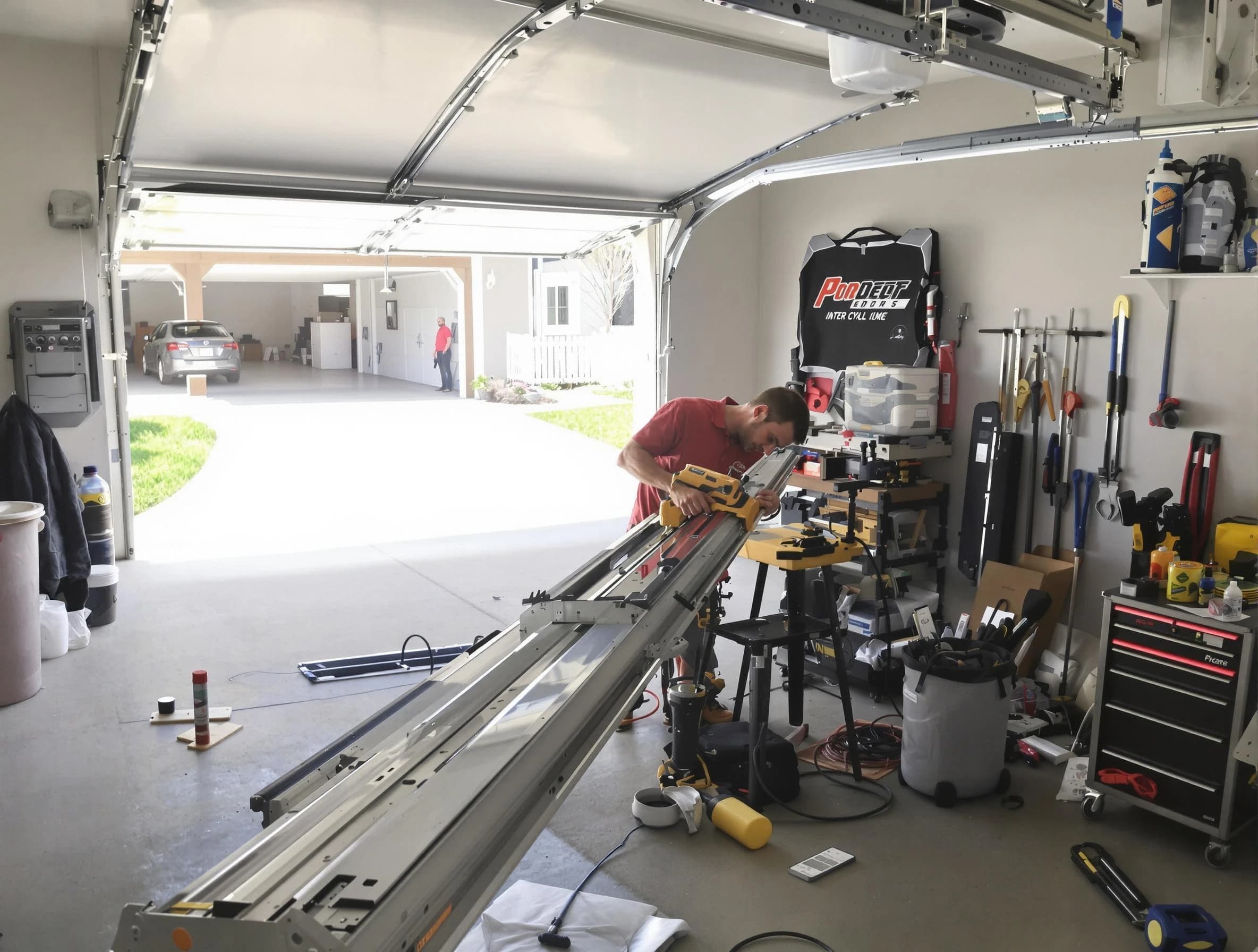 Lincoln Garage Door Repair expert performing track repair in Lincoln