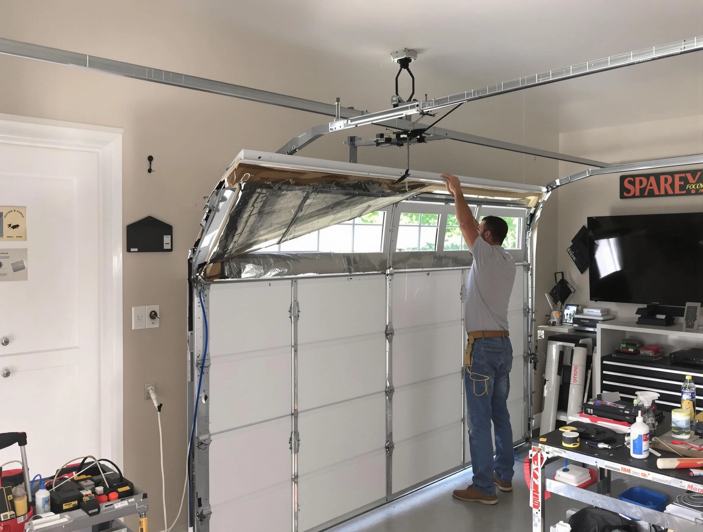 Garage door section replacement by Lincoln Garage Door Repair in Lincoln