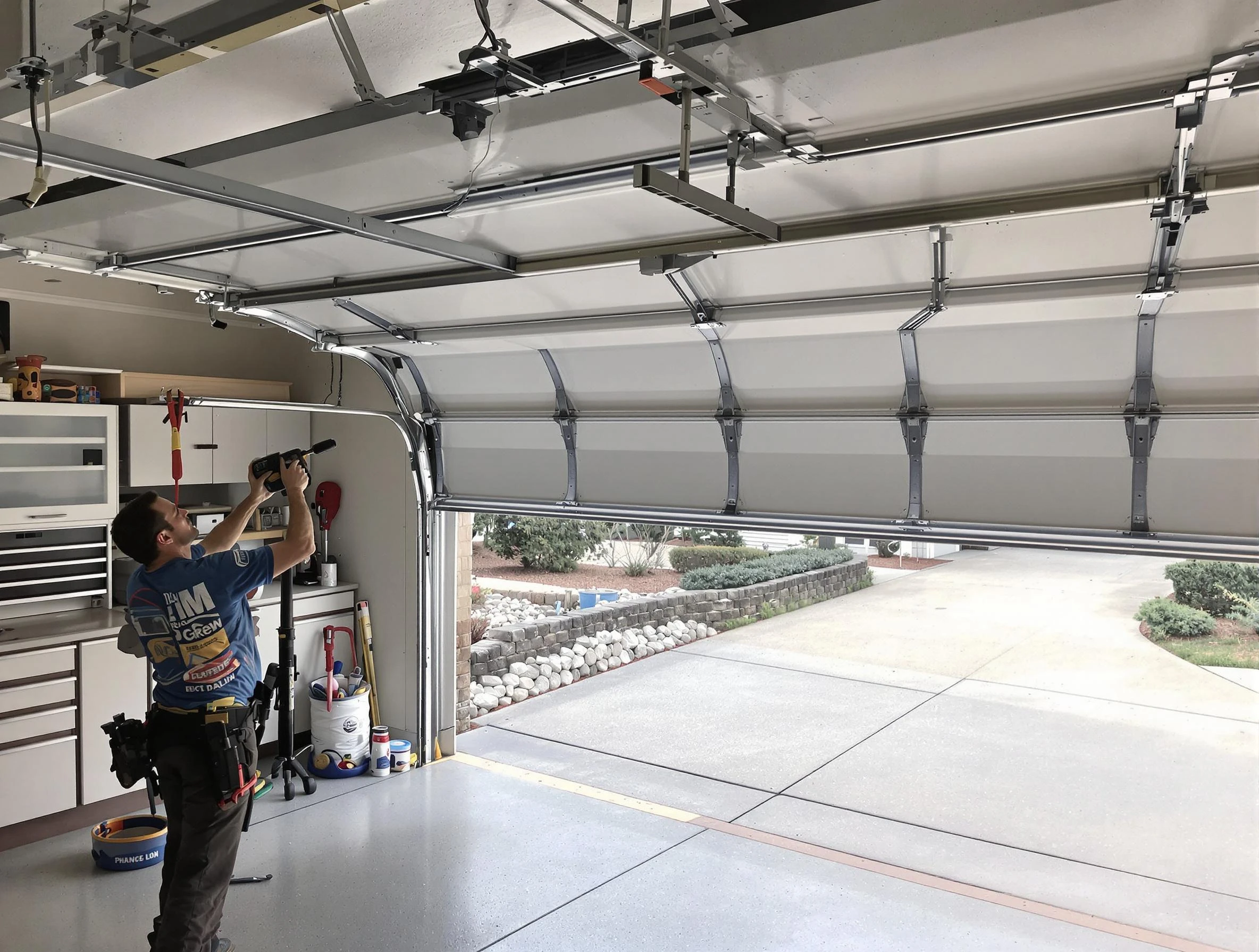 Garage door track repair service by Lincoln Garage Door Repair in Lincoln